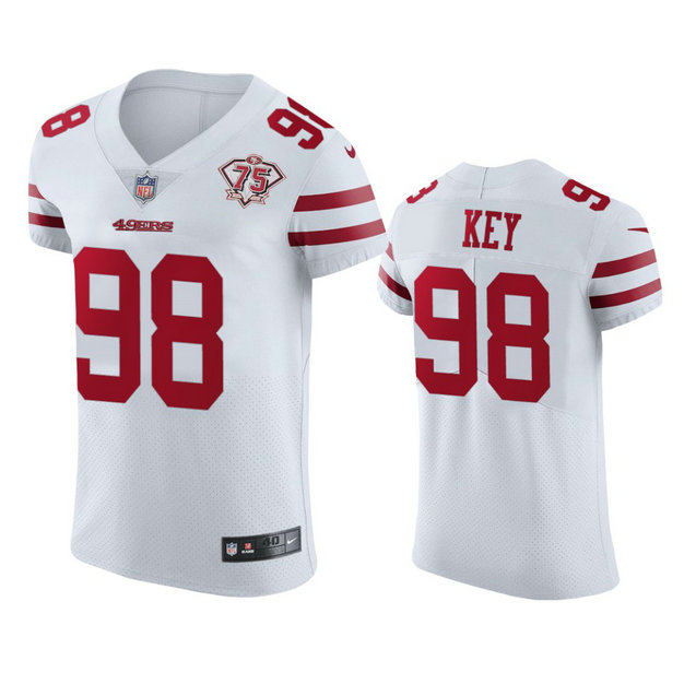 Nike 49ers #98 Arden Key White Men's 75th Anniversary Stitched NFL Vapor Untouchable Elite Jersey