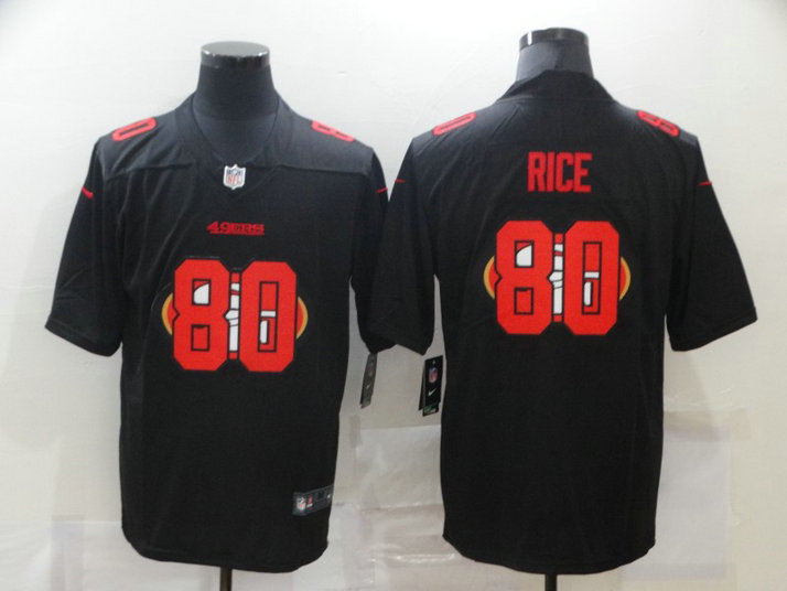 Nike 49ers 80 Jerry Rice Black Shadow Logo Limited Jersey