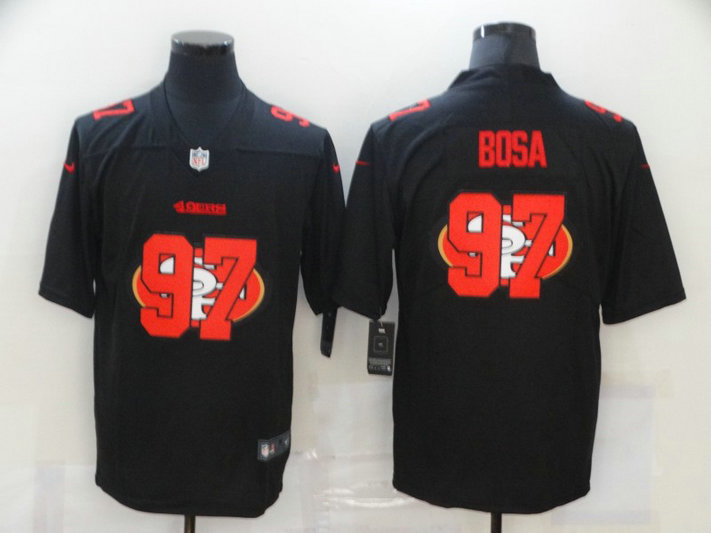 Nike 49ers 97 Nick Bosa Black Shadow Logo Limited Jersey