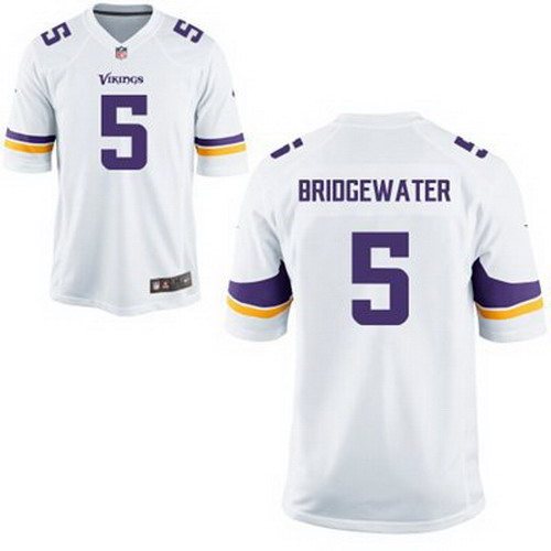 Nike 5# Teddy Bridgewater white Minnesota Vikings 2014 NFL Draft #51 Pick Round 1 elite Jersey