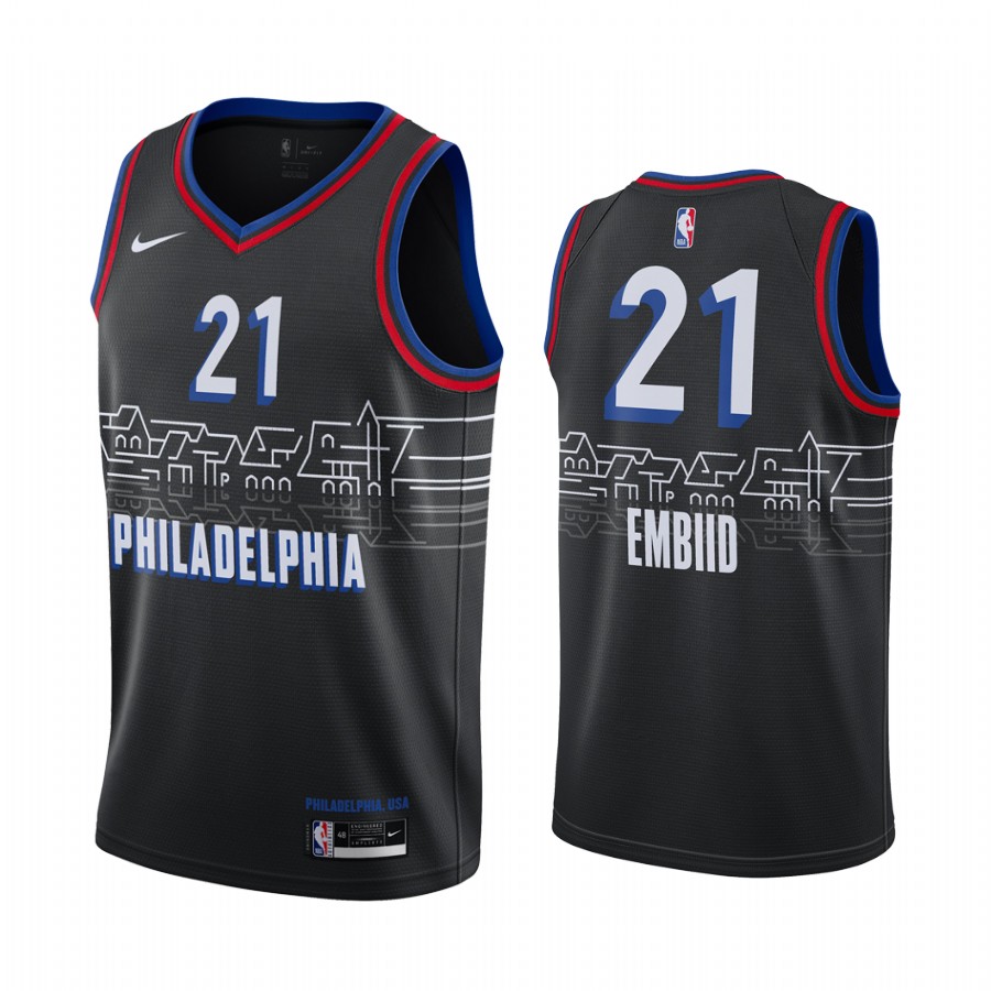 Nike 76ers #21 Joel Embiid Black NBA Swingman 2020-21 City Edition Jersey