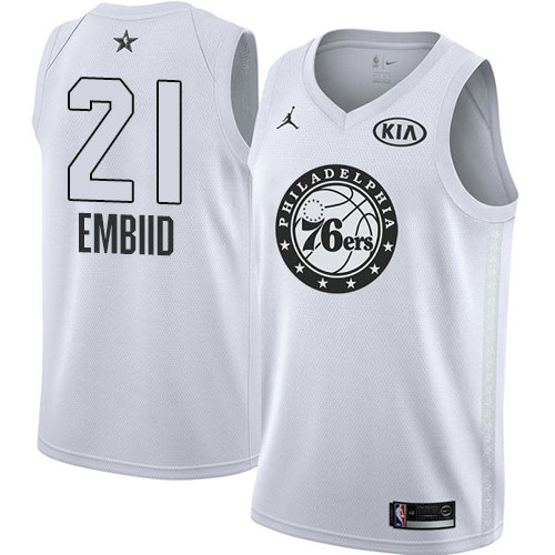 Nike 76ers #21 Joel Embiid White NBA Jordan Swingman 2018 All-Star Game Jersey