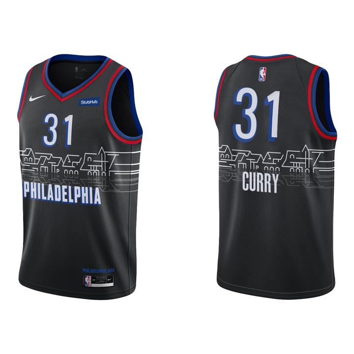 Nike 76ers #31 Seth Curry Black NBA Swingman 2020-21 City Edition Jersey