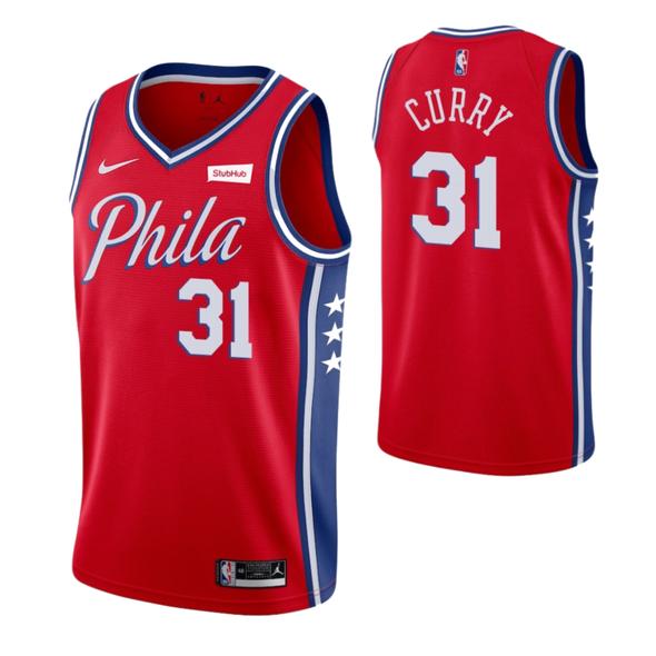 Nike 76ers #31 Seth Curry Red 2019-20 Statement Edition NBA Jersey