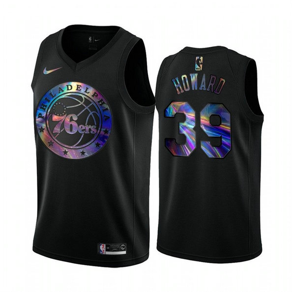 Nike 76ers #39 Dwight Howard Men's Iridescent Holographic Collection NBA Jersey - Black