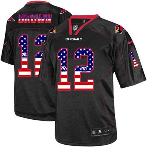 Nike Arizona Cardinals 12 John Brown Black NFL Elite USA Flag Fashion Jersey