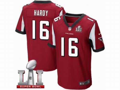 Nike Atlanta Falcons #16 Justin Hardy Elite Red Super Bowl LI 51 Jersey