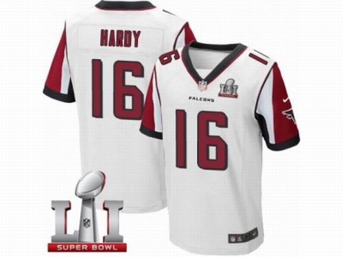 Nike Atlanta Falcons #16 Justin Hardy Elite White Super Bowl LI 51 Jersey