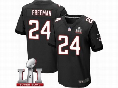 Nike Atlanta Falcons #24 Devonta Freeman Elite Black Super Bowl LI 51 Jersey