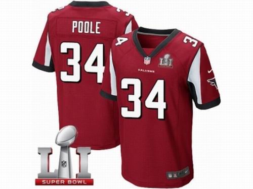 Nike Atlanta Falcons #34 Brian Poole Elite Red Super Bowl LI 51 Jersey