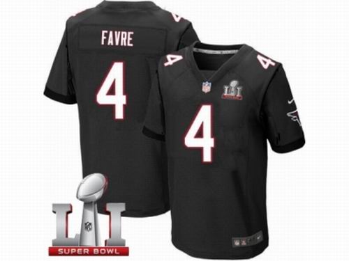 Nike Atlanta Falcons #4 Brett Favre Elite Black Super Bowl LI 51 Jersey