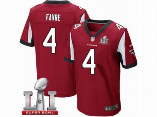 Nike Atlanta Falcons #4 Brett Favre Elite Red Super Bowl LI 51 Jersey