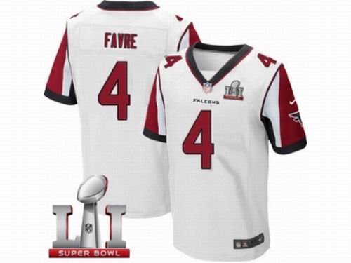 Nike Atlanta Falcons #4 Brett Favre Elite White Super Bowl LI 51 Jersey