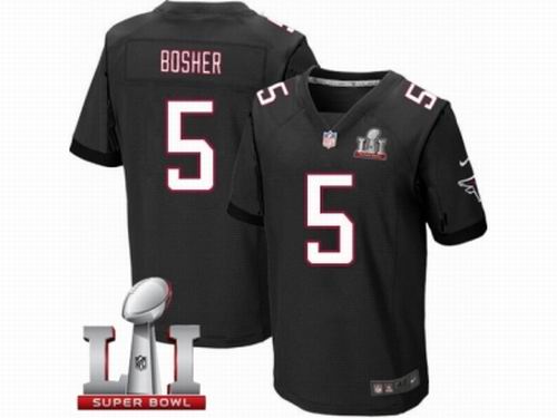 Nike Atlanta Falcons #5 Matt Bosher Elite Black Super Bowl LI 51 Jersey