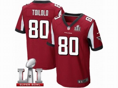 Nike Atlanta Falcons #80 Levine Toilolo Elite Red Super Bowl LI 51 Jersey