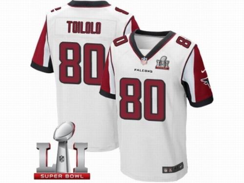 Nike Atlanta Falcons #80 Levine Toilolo Elite White Super Bowl LI 51 Jersey