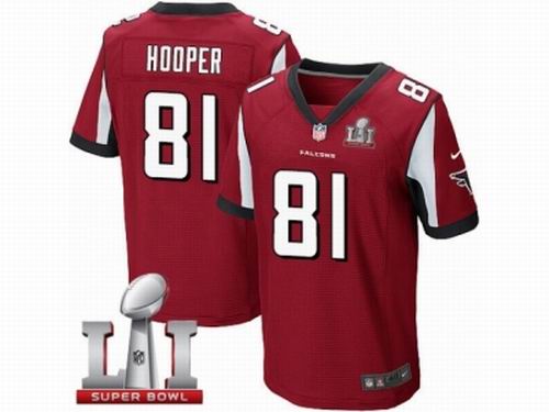 Nike Atlanta Falcons #81 Austin Hooper Elite Red Super Bowl LI 51 Jersey