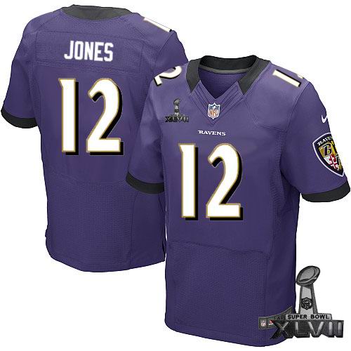 Nike Baltimore Ravens #12 Jacoby Jones purple elite 2013 Super Bowl XLVII Jersey