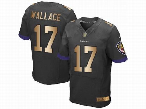 Nike Baltimore Ravens #17 Mike Wallace Black New Elite Gold Jersey