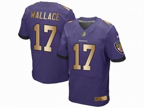 Nike Baltimore Ravens #17 Mike Wallace Purple New Elite Gold Jersey