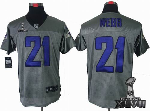 Nike Baltimore Ravens #21 Lardarius Webb Gray shadow elite 2013 Super Bowl XLVII Jersey