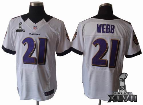 Nike Baltimore Ravens #21 Lardarius Webb white Elite 2013 Super Bowl XLVII Jersey