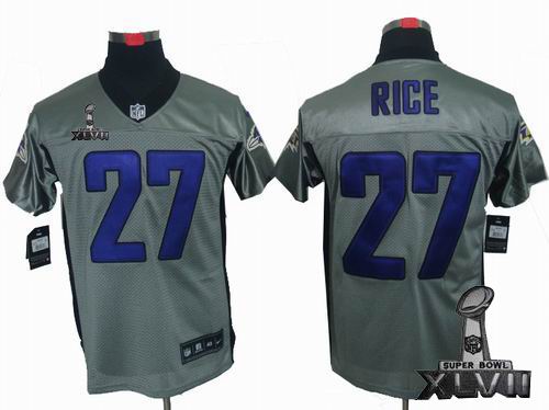 Nike Baltimore Ravens #27 Ray Rice Gray shadow elite 2013 Super Bowl XLVII Jersey