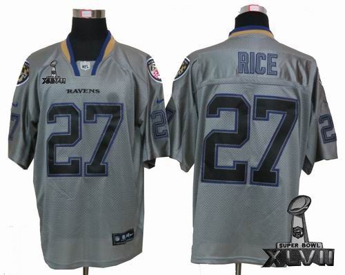 Nike Baltimore Ravens #27 Ray Rice Lights Out grey elite 2013 Super Bowl XLVII Jersey