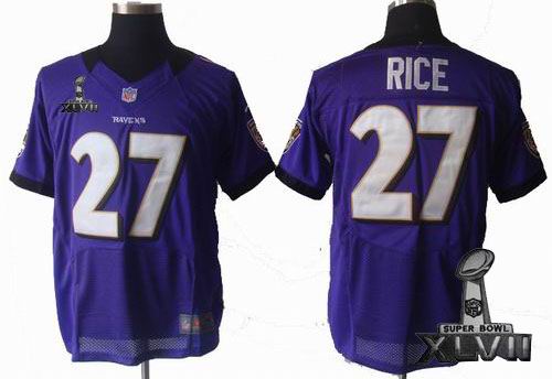 Nike Baltimore Ravens #27 Ray Rice Purple elite 2013 Super Bowl XLVII Jersey