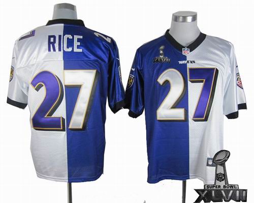 Nike Baltimore Ravens #27 Ray Rice purple white Split Elite 2013 Super Bowl XLVII Jersey