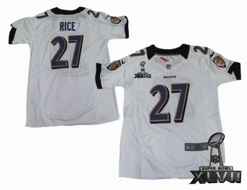 Nike Baltimore Ravens #27 Ray Rice white Elite 2013 Super Bowl XLVII Jersey