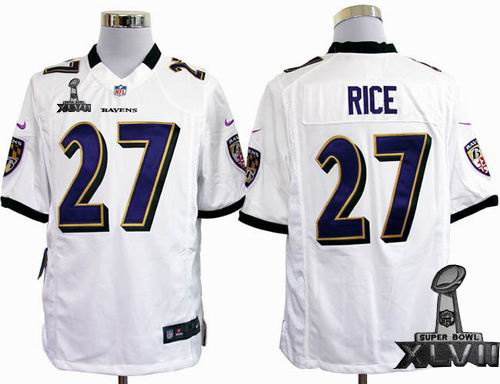 Nike Baltimore Ravens #27 Ray Rice white game 2013 Super Bowl XLVII Jersey