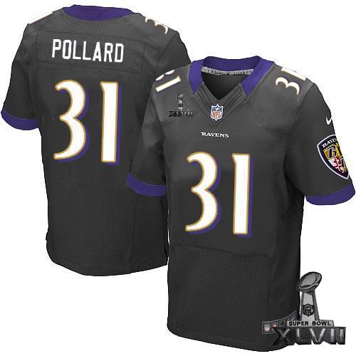 Nike Baltimore Ravens #31 Bernard Pollard Elite Black 2013 Super Bowl XLVII Jersey