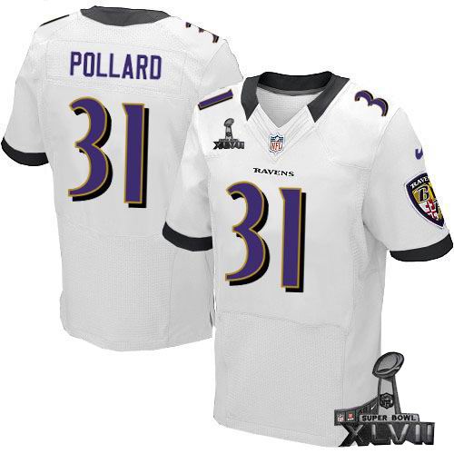 Nike Baltimore Ravens #31 Bernard Pollard Elite White 2013 Super Bowl XLVII Jersey