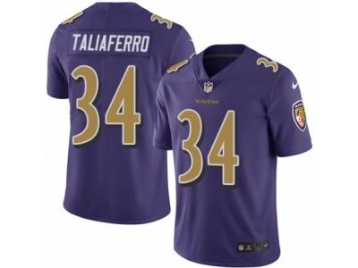 Nike Baltimore Ravens #34 Lorenzo Taliaferro Elite Purple Rush NFL Jersey