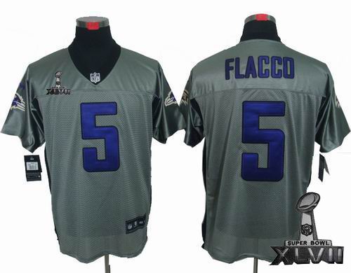 Nike Baltimore Ravens #5 Joe Flacco Gray shadow elite 2013 Super Bowl XLVII Jersey