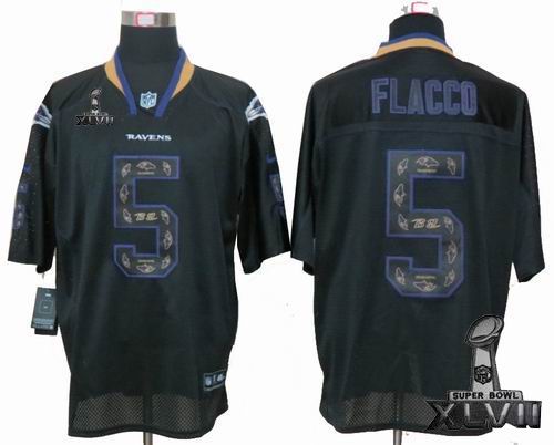 Nike Baltimore Ravens #5 Joe Flacco Lights Out Black elite special edition 2013 Super Bowl XLVII Jersey