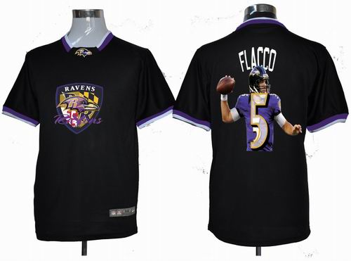 Nike Baltimore Ravens #5 Joe Flacco Portrait Fashion Game Jersey