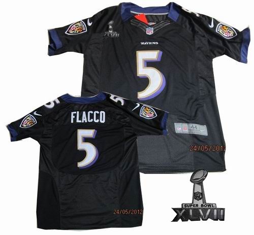 Nike Baltimore Ravens #5 Joe Flacco black ELite 2013 Super Bowl XLVII Jersey
