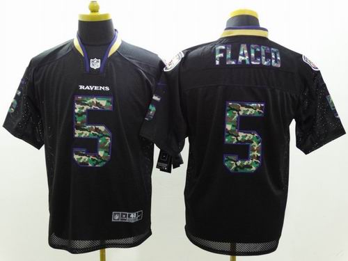 Nike Baltimore Ravens #5 Joe Flacco black camo elite Jersey
