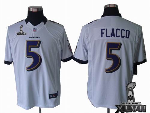 Nike Baltimore Ravens #5 Joe Flacco white limited 2013 Super Bowl XLVII Jersey