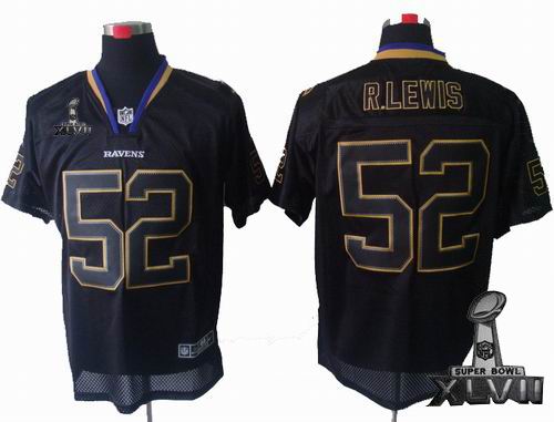 Nike Baltimore Ravens #52 Ray Lewis Lights Out Black elite 2013 Super Bowl XLVII Jersey