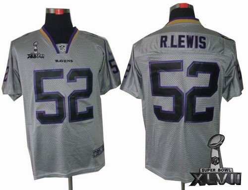 Nike Baltimore Ravens #52 Ray Lewis Lights Out grey elite 2013 Super Bowl XLVII Jersey
