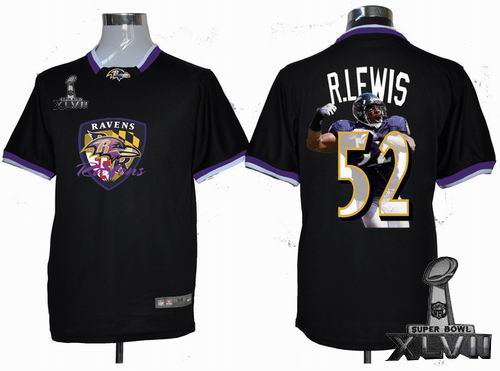 Nike Baltimore Ravens #52 Ray Lewis Portrait Fashion Game 2013 Super Bowl XLVII Jersey