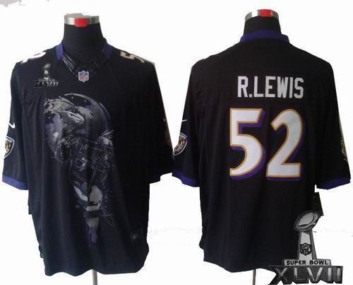 Nike Baltimore Ravens #52 Ray Lewis black Helmet Tri-Blend Limited 2013 Super Bowl XLVII Jersey
