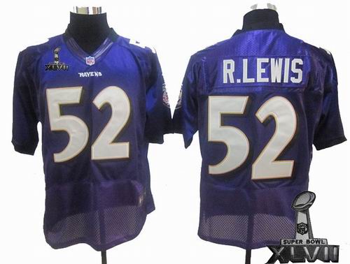 Nike Baltimore Ravens #52 Ray Lewis purple Elite 2013 Super Bowl XLVII Jersey