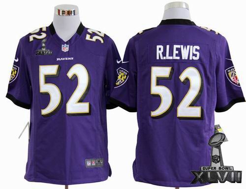Nike Baltimore Ravens #52 Ray Lewis purple game 2013 Super Bowl XLVII Jersey