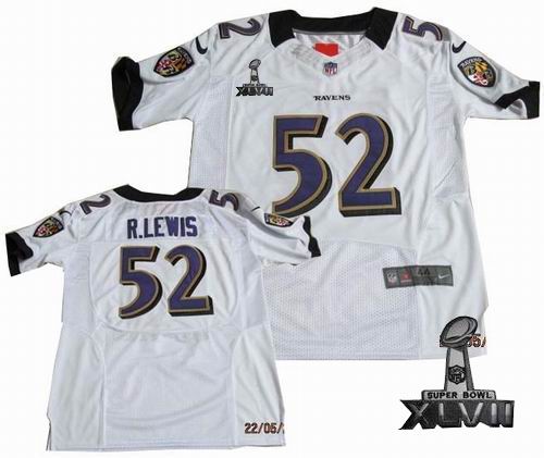 Nike Baltimore Ravens #52 Ray Lewis white Elite 2013 Super Bowl XLVII Jersey