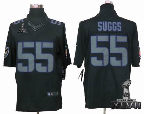 Nike Baltimore Ravens #55 Terrell Suggs Black Impact Limited 2013 Super Bowl XLVII Jersey