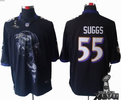 Nike Baltimore Ravens #55 Terrell Suggs black Helmet Tri-Blend Limited 2013 Super Bowl XLVII Jersey